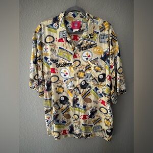 NFL Steelers AOP Button Down Shirt Men’s Sz L EUC